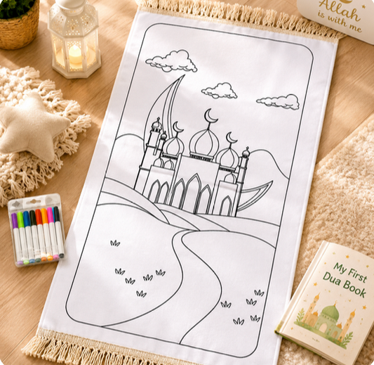 Colorable Islamic Prayer Mat for Kids