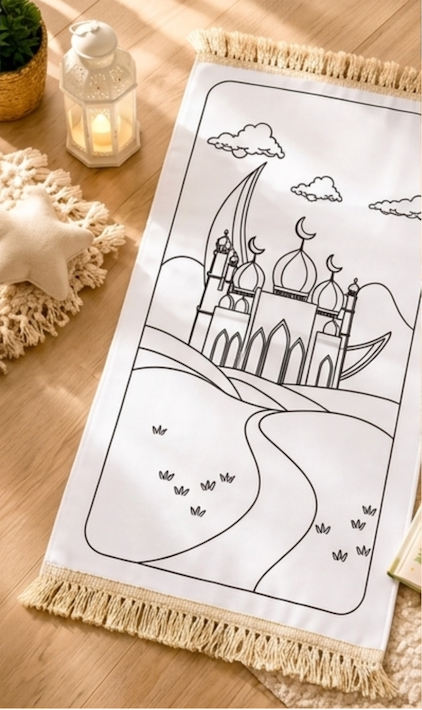 Colorable Islamic Prayer Mat for Kids