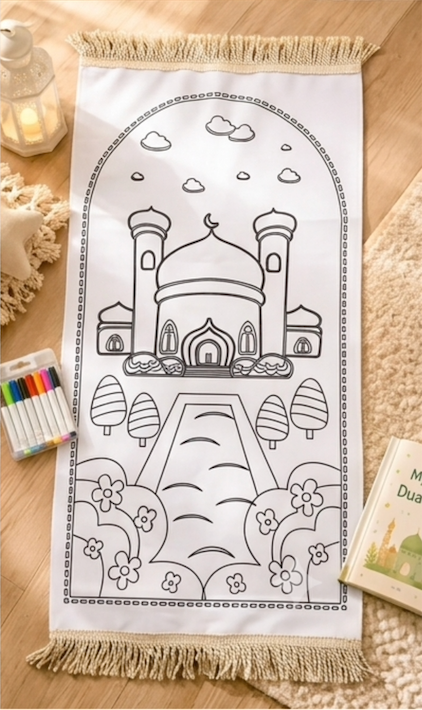 Colorable Islamic Prayer Mat for Kids