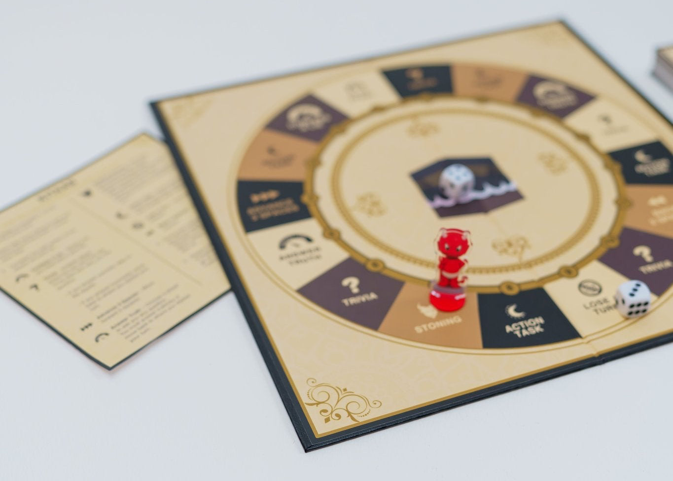 Board game with a red piece on a light gray background