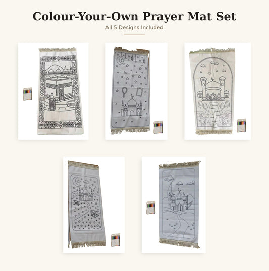Colorable Islamic Prayer Mats for Kids Bundle